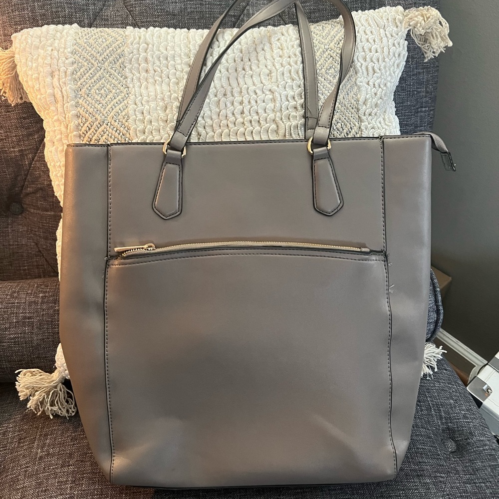 A New Day, Laptop/Work Bag, Gray w/gold hardware
